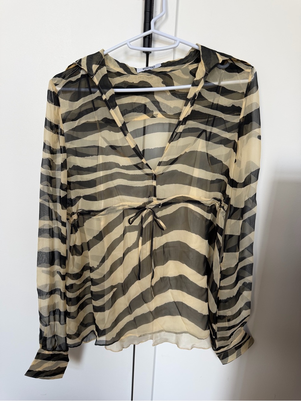 Moschino Zebra Print Silk Blouse with Silk Camisole